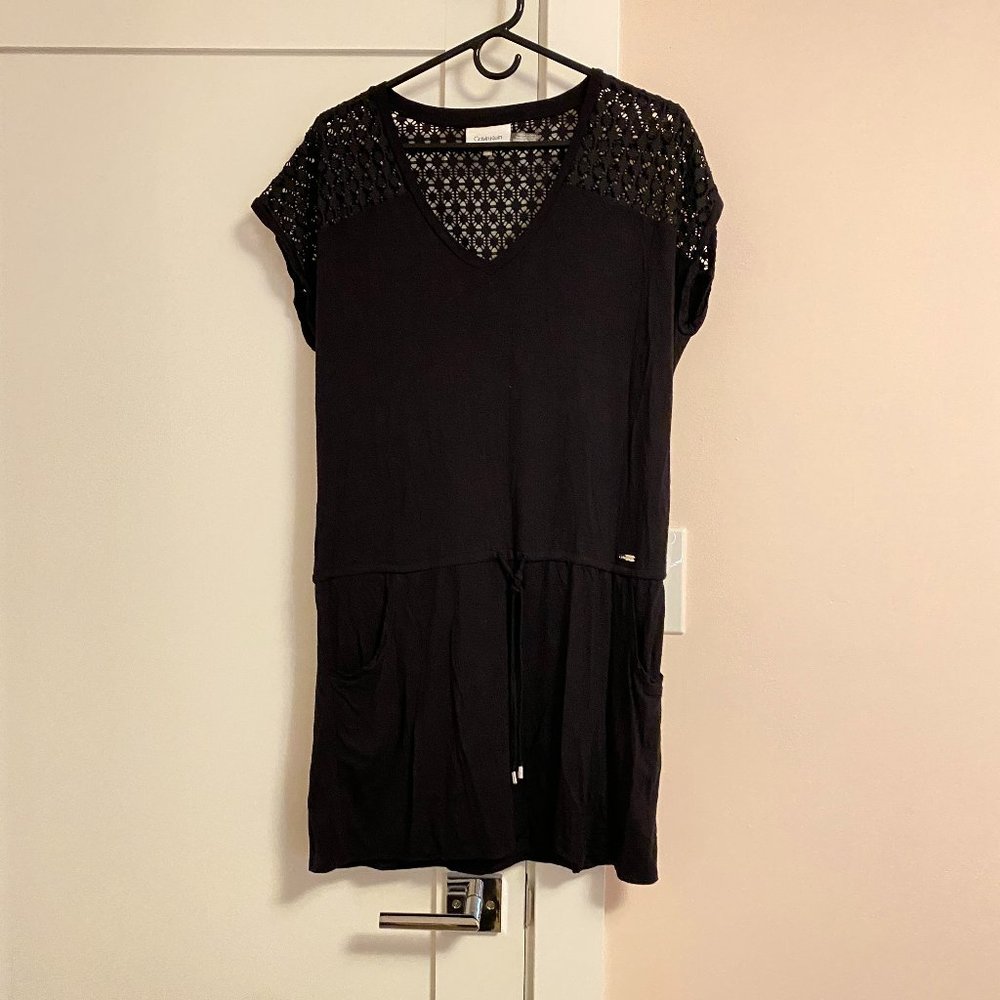 Calvin Klein Beach Cover Up V-Neck Black Size S/M